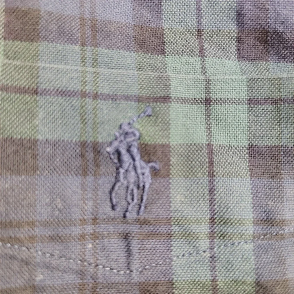 Ralph Lauren Button Up Shirt Mens S Blue Pony Scotch‎ Plaid Slim Fit Button Down